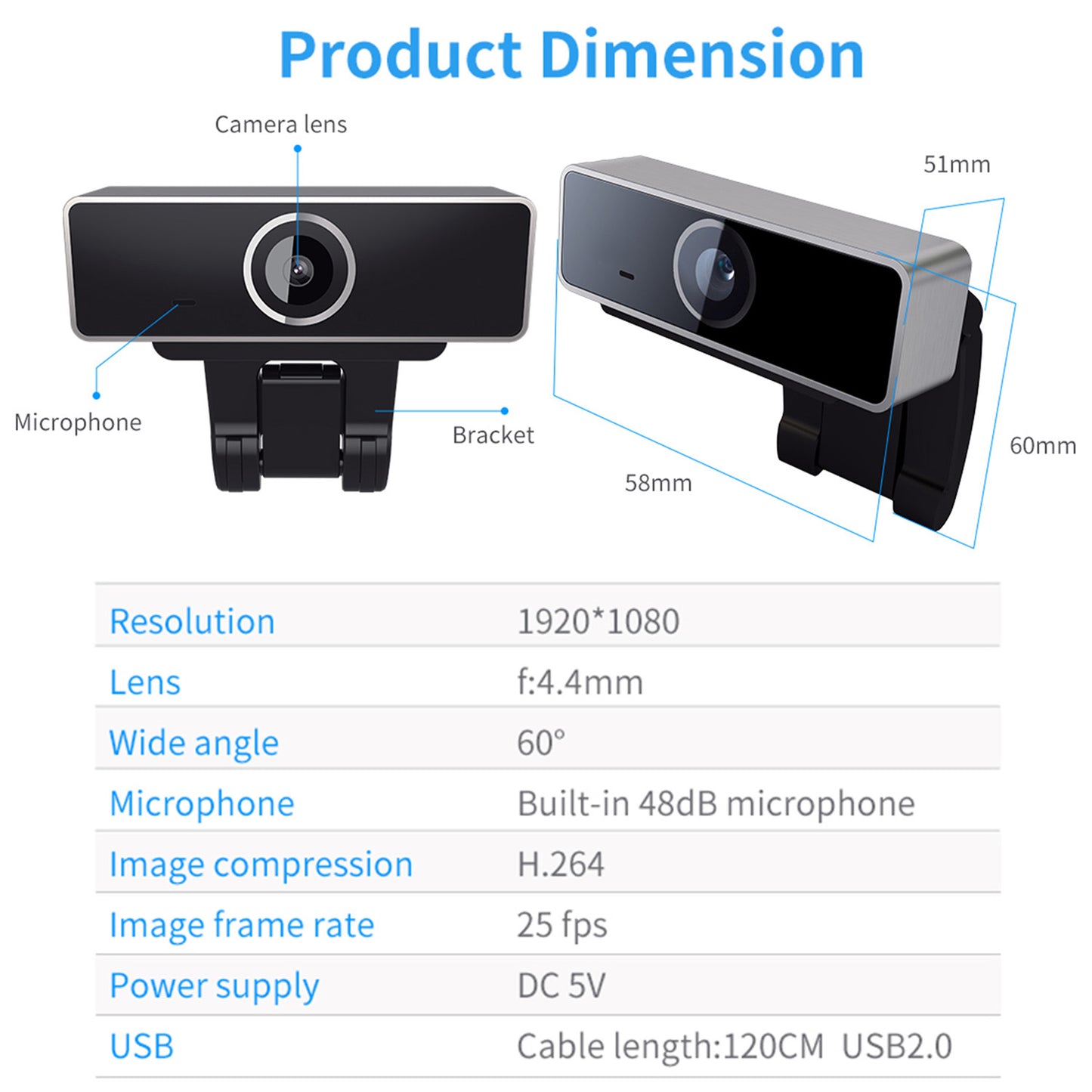 1Pc FHD 1080P Webcam USB PC Computer Webcam Auto Focus With Microphone 60-Degree Widescreen Desktop Laptop Webcam Live Streaming Webcam With Rotatable Clip For Live Broadcast Video Calling Conference