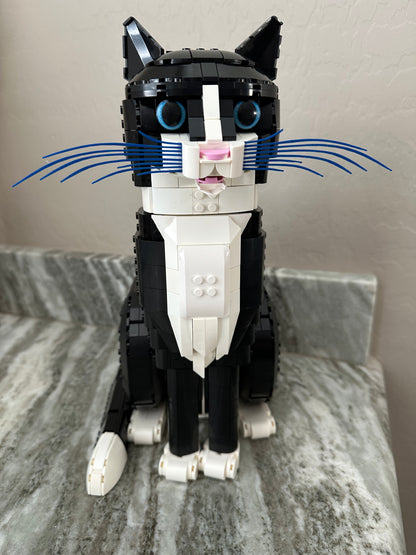 Custom 3D-Printed Whiskers for Lego Tuxedo Cat – 3D Model - Print at home