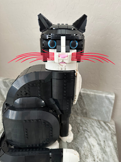 Custom 3D-Printed Whiskers for Lego Tuxedo Cat – 3D Model - Print at home