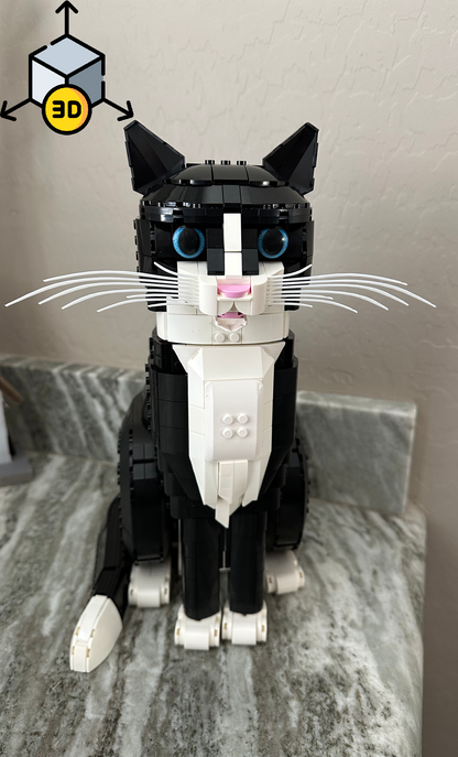 Custom 3D-Printed Whiskers for Lego Tuxedo Cat – 3D Model - Print at home