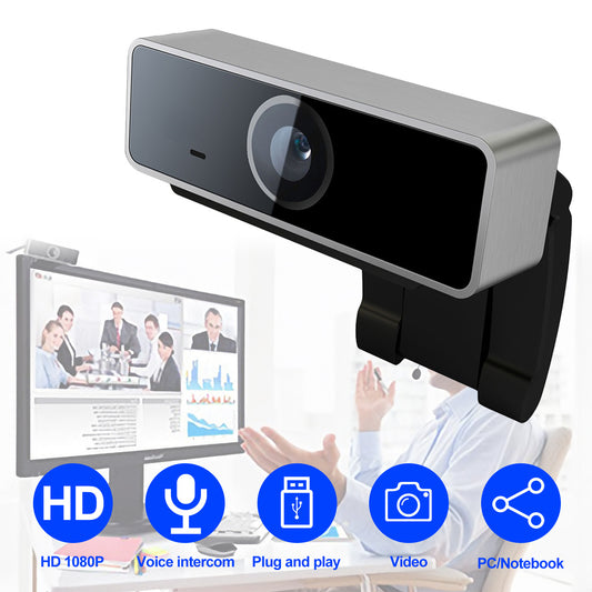 1Pc FHD 1080P Webcam USB PC Computer Webcam Auto Focus With Microphone 60-Degree Widescreen Desktop Laptop Webcam Live Streaming Webcam With Rotatable Clip For Live Broadcast Video Calling Conference